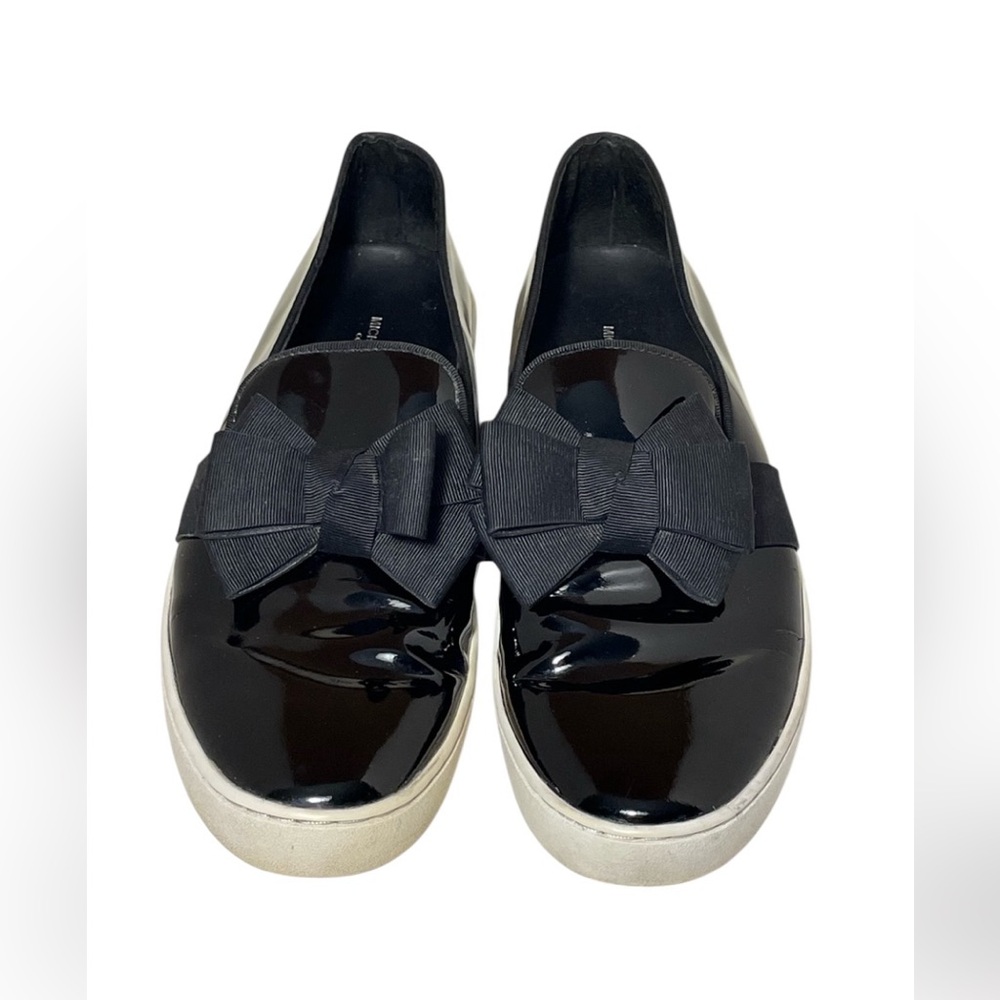 MICHAEL KORS COLLECTION Val Bow Black Patent Leather SlipOn Sneakers Size 37.5